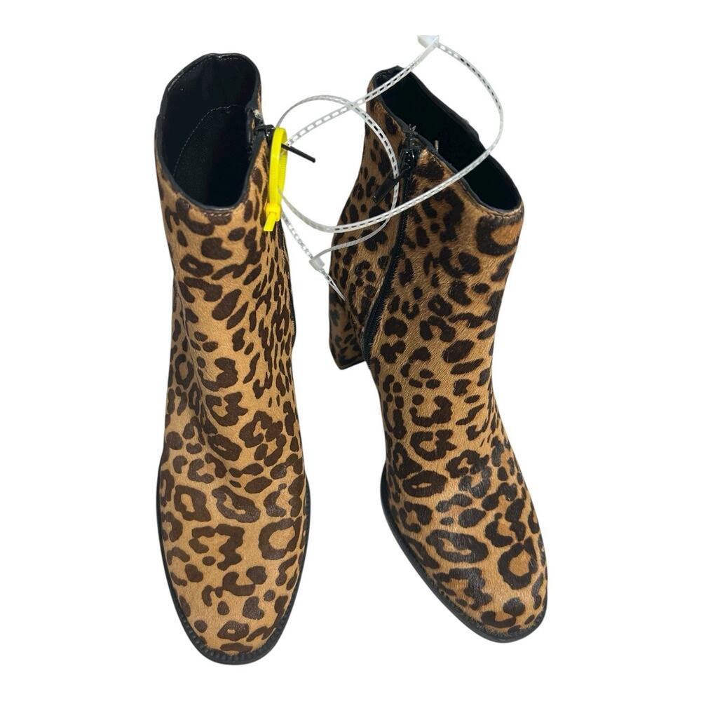 NWOB Steve Madden Sz 8M Jozie Cropped Ankle Boot Leopard Animal Print Bootie Fur - Picture 2 of 9